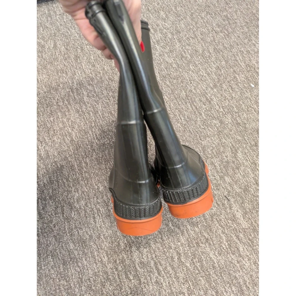 Black Rubber‎ Rain Boots Orange Lug Sole Made in Canada Mens 12 Waterproof Work